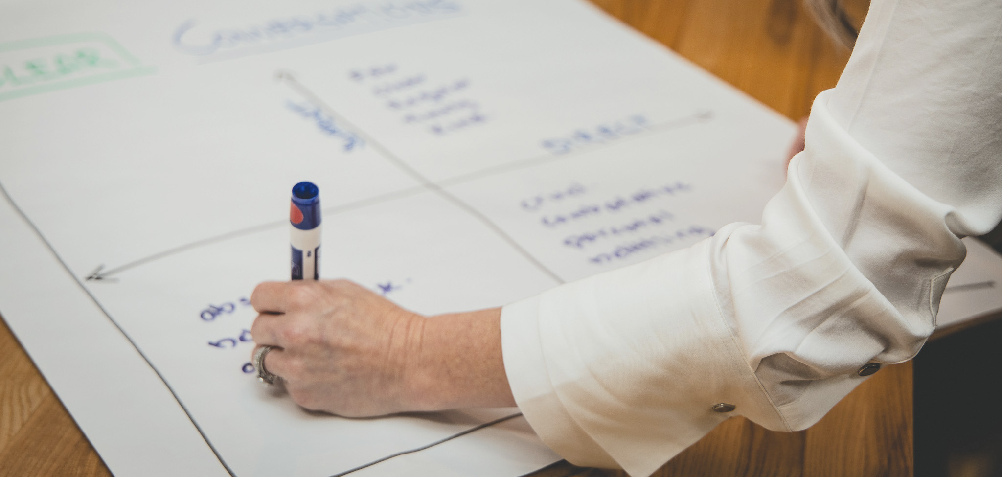 Mapping options onto a matrix during a working session